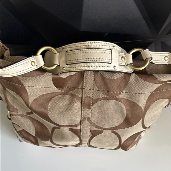Coach Brown Monogram Shoulder Bag with Gold Hardware - Picture 10 of 13